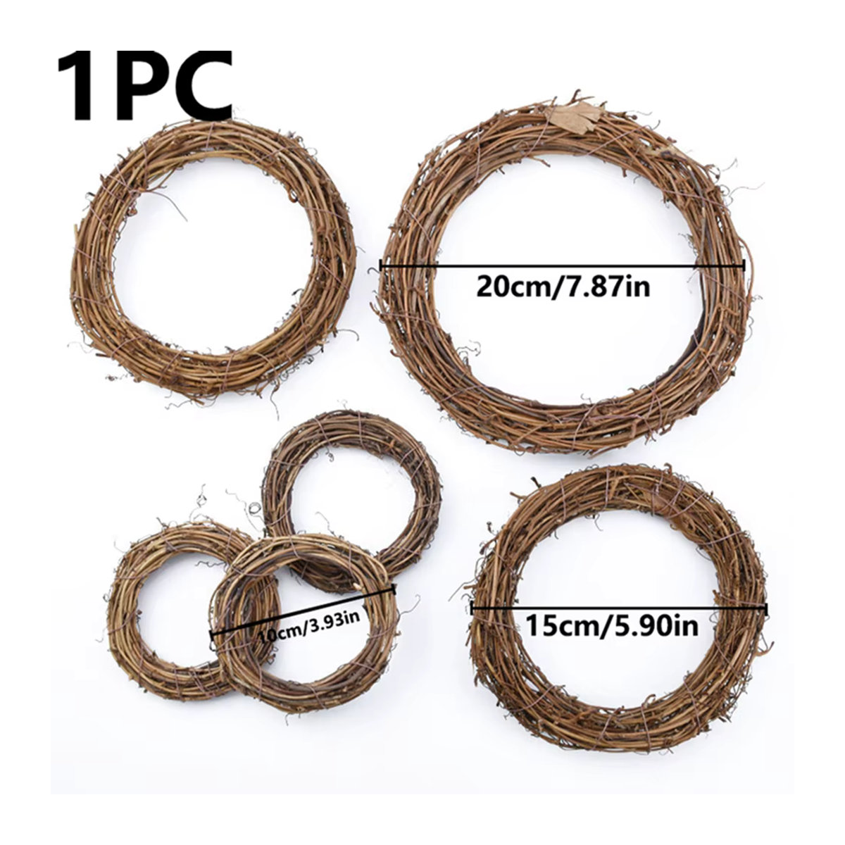 Runder Rattan-Rahmen in Braun für DIY-Dekorationen und Wandbehang - Bild 1