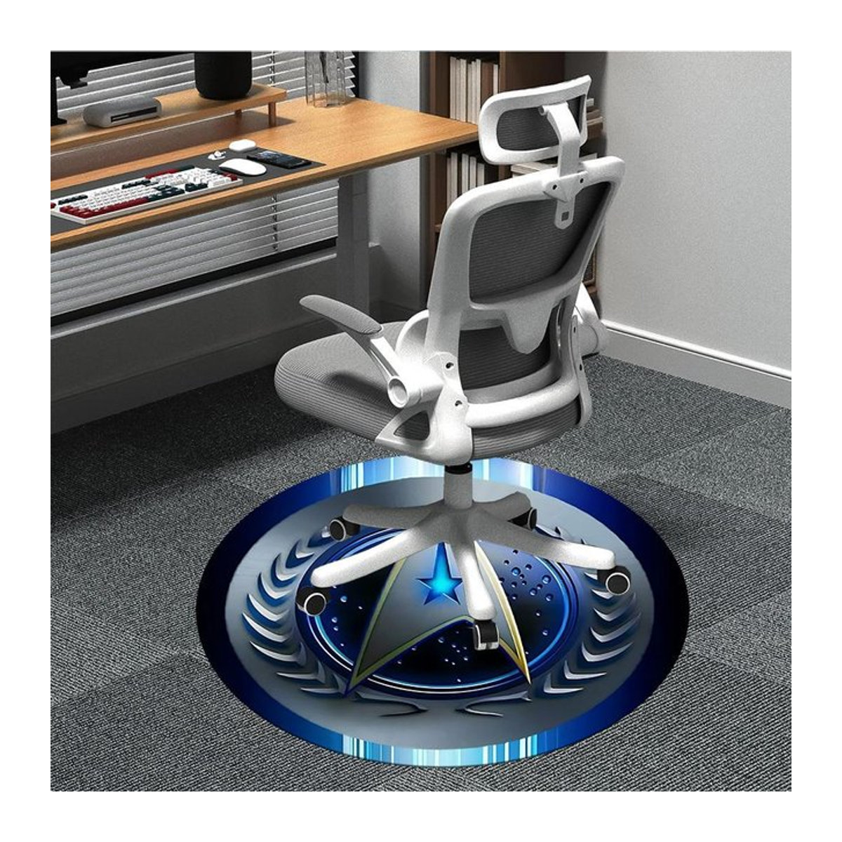 Runder Star Trek Teppich von YangJOJO in Blau, Durchmesser: 80 cm - Bild 1