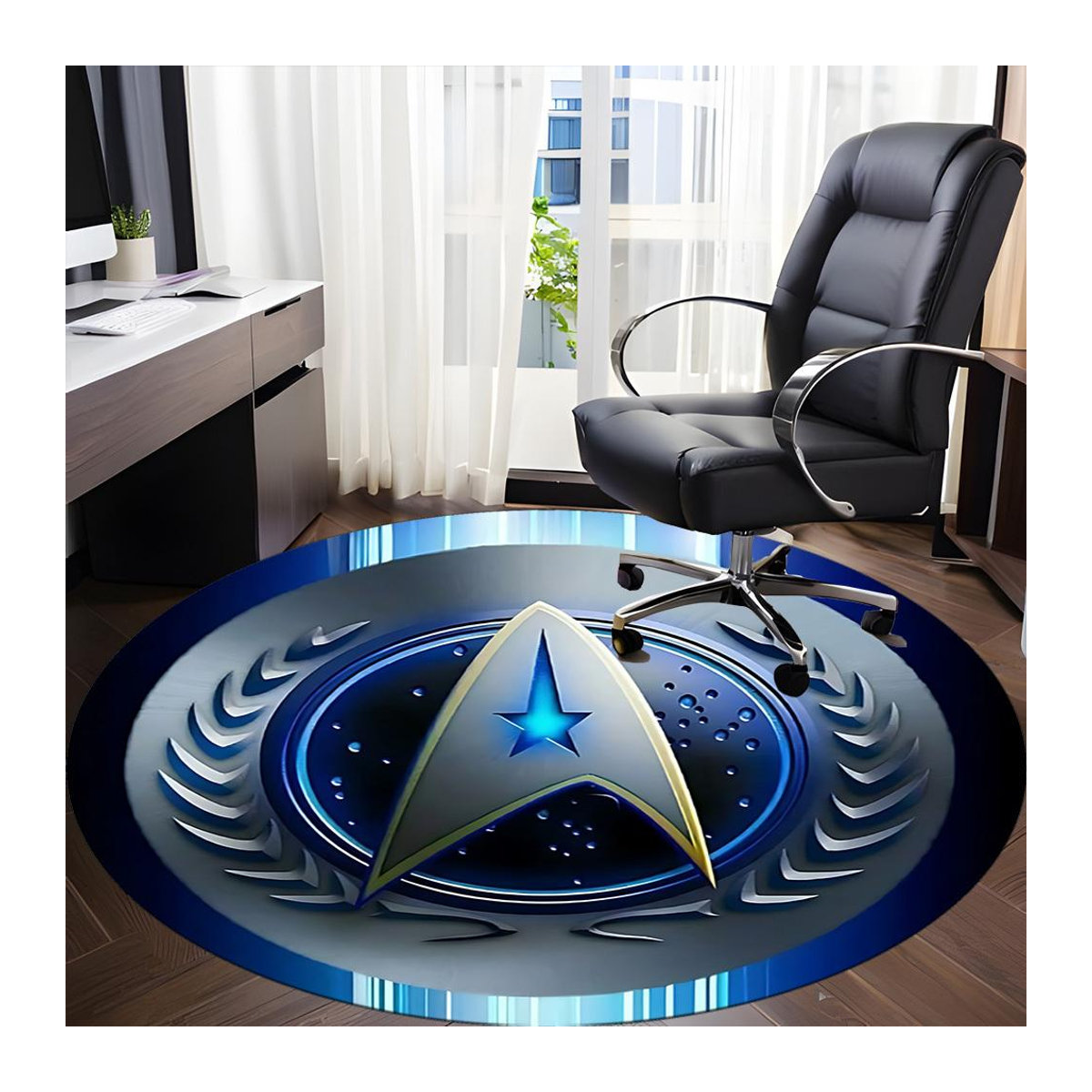 Runder Star Trek Teppich von YangJOJO in Blau, Durchmesser: 80 cm - Bild 2