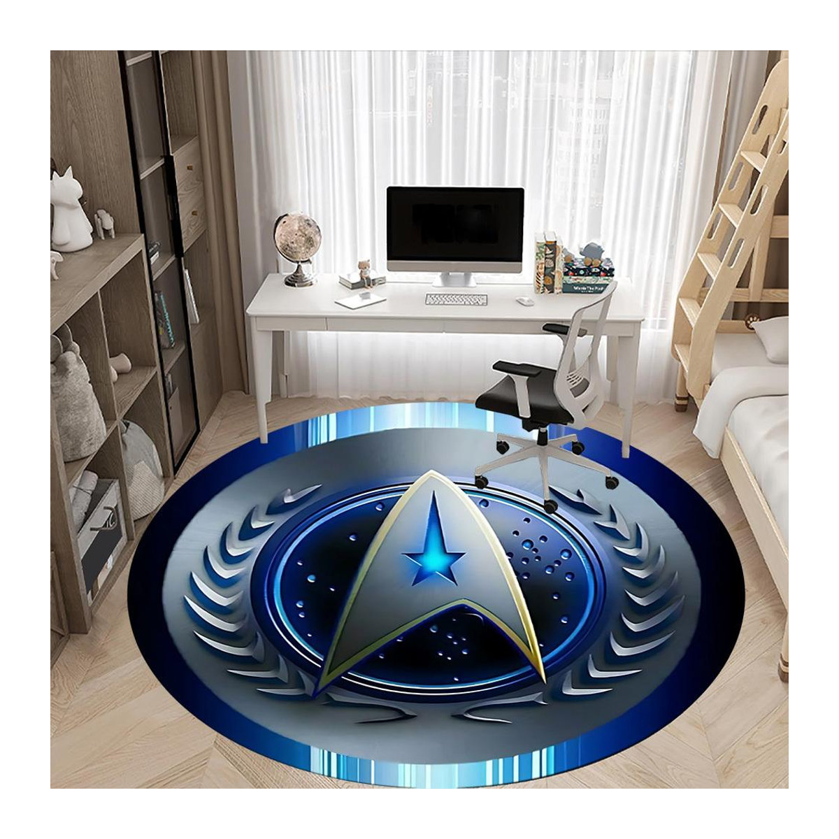 Runder Star Trek Teppich von YangJOJO in Blau, Durchmesser: 80 cm - Bild 3