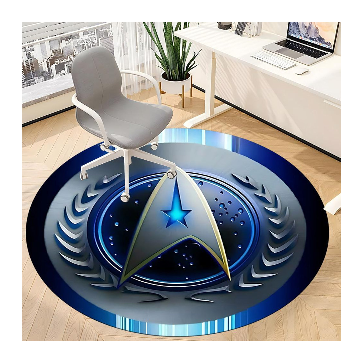 Runder Star Trek Teppich von YangJOJO in Blau, Durchmesser: 80 cm - Bild 4