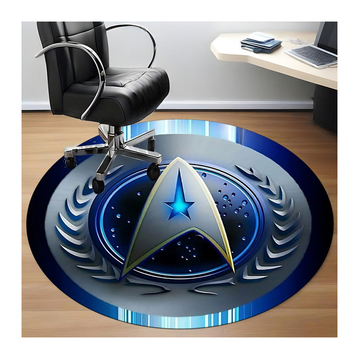 Runder Star Trek Teppich von YangJOJO in Blau, Durchmesser: 80 cm - Bild 5
