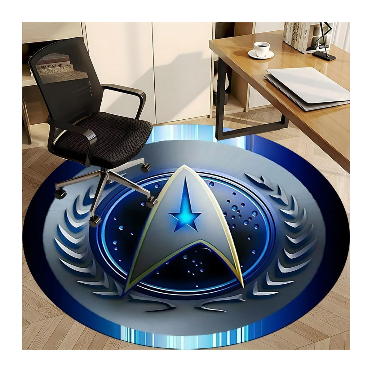 Runder Star Trek Teppich von YangJOJO in Blau, Durchmesser: 80 cm - Bild 6