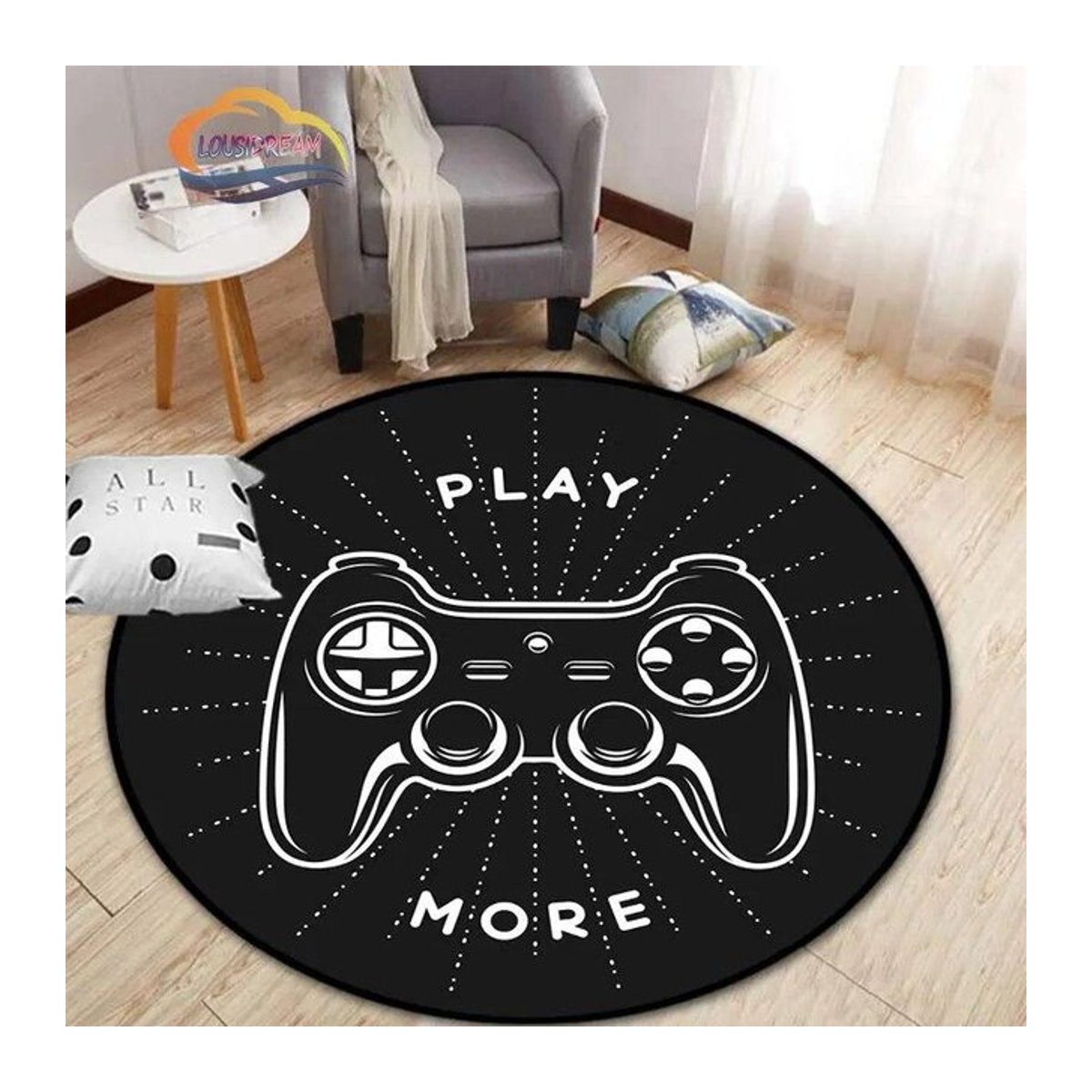 Runder Teppich 3D Game Controller Design von Magic Zhu in Schwarz Durchmesser: 60 cm - Bild 1