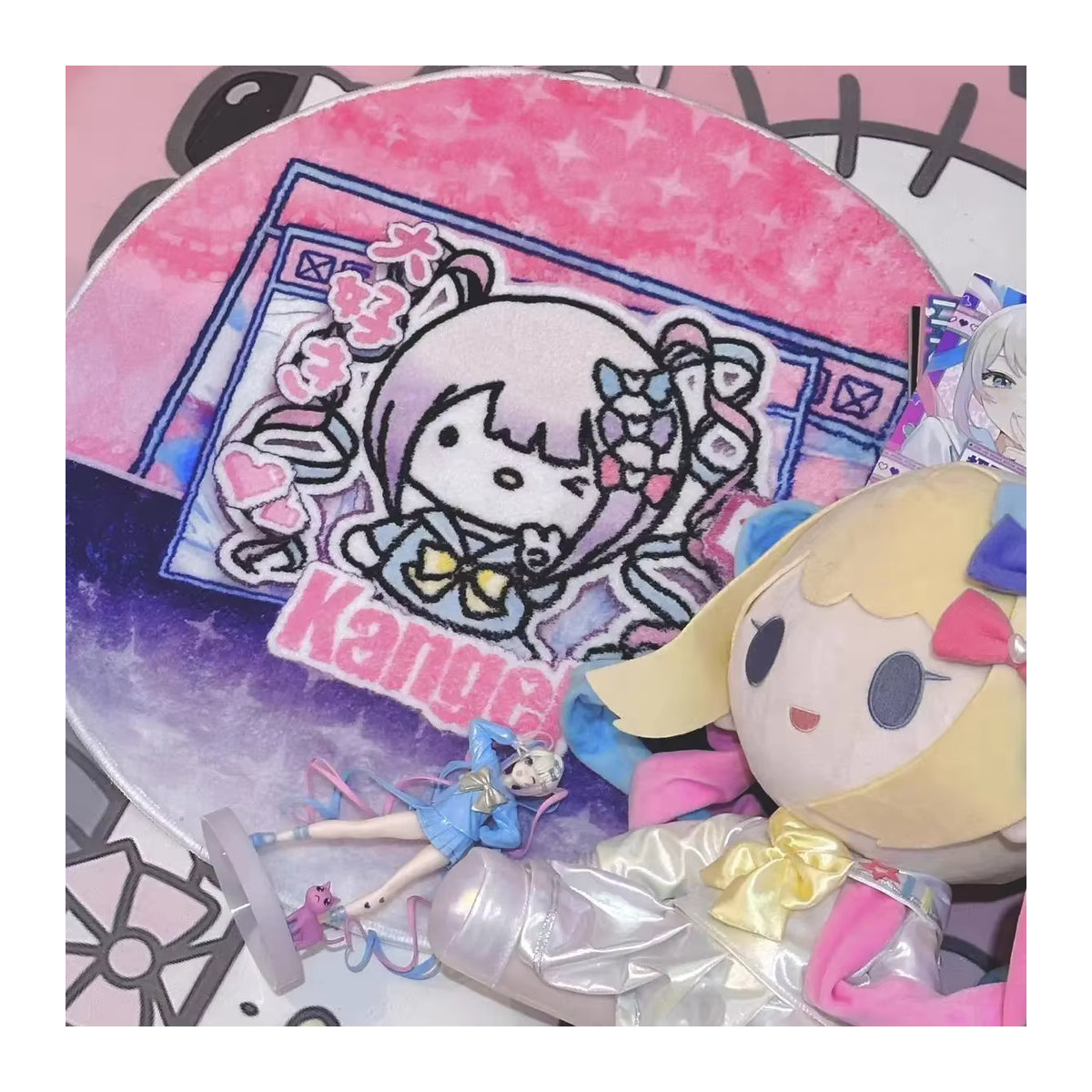 Runder Teppich im Needy Girl Overdose Anime Design von keeppley, mehrfarbig, rutschfest und weich im Kaschmir-Imitations-Stil - Bild 2