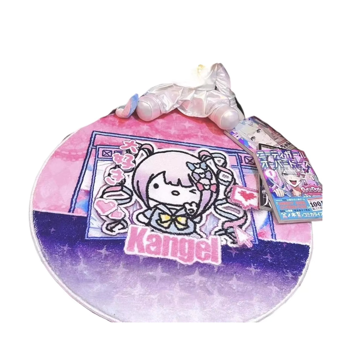 Runder Teppich im Needy Girl Overdose Anime Design von keeppley, mehrfarbig, rutschfest und weich im Kaschmir-Imitations-Stil - Bild 4
