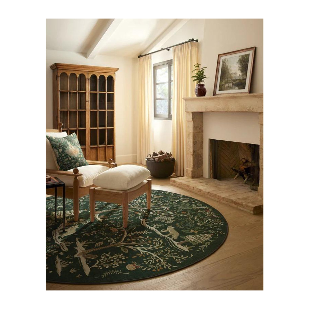 Runder Teppich Karpetti in Dunkelholz-Optik, rutschfeste Vintage Bodenmatte für Wohnzimmer, Küche oder Kinderzimmer, Durchmesser: 80 cm - Bild 1
