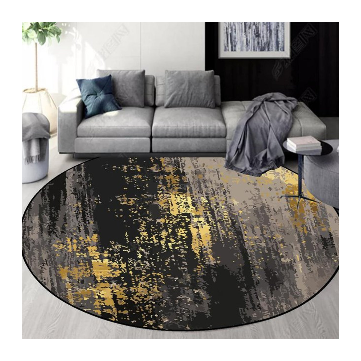 Runder Teppich Karpetti in Mehrfarbig mit abstraktem Design für Wohnzimmer und Schlafzimmer Durchmesser: 60 cm - Bild 1