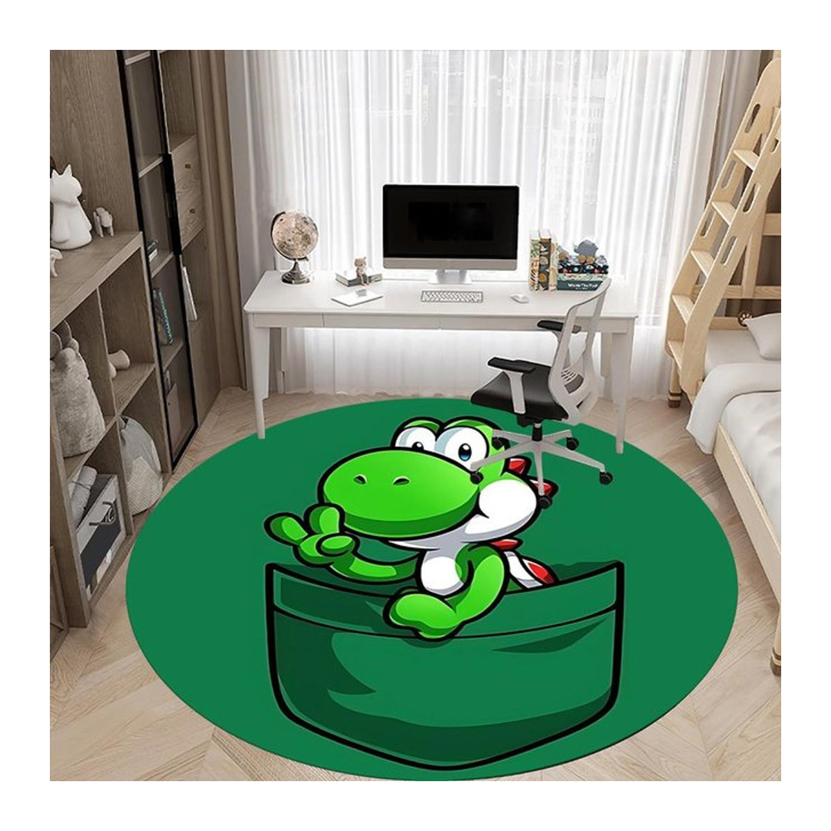 Runder Teppich Yoshi Mario Design von YangJOJO in Grün, Durchmesser: 120 cm - Bild 1