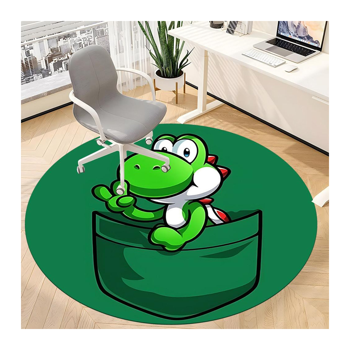 Runder Teppich Yoshi Mario Design von YangJOJO in Grün, Durchmesser: 120 cm - Bild 2
