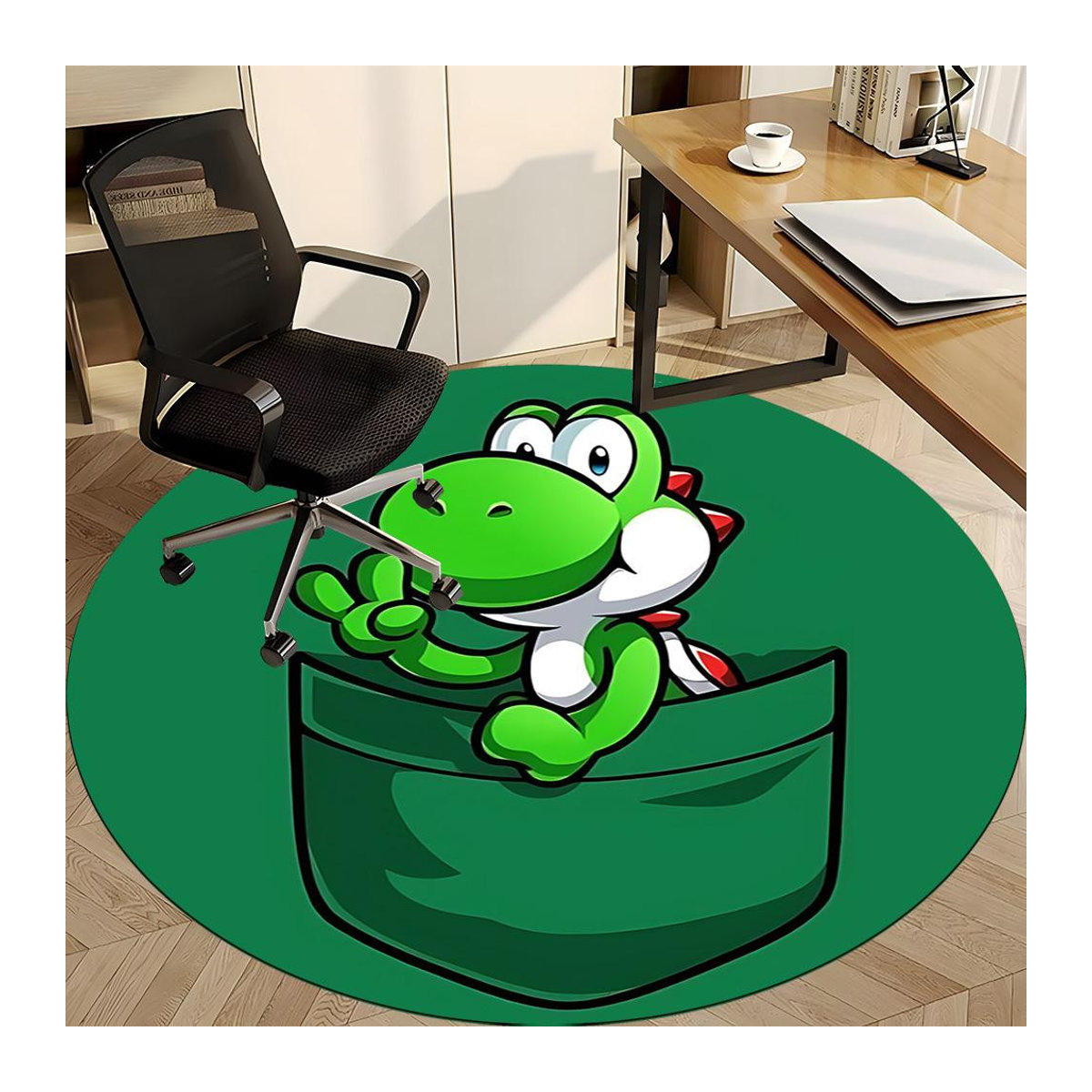 Runder Teppich Yoshi Mario Design von YangJOJO in Grün, Durchmesser: 120 cm - Bild 3