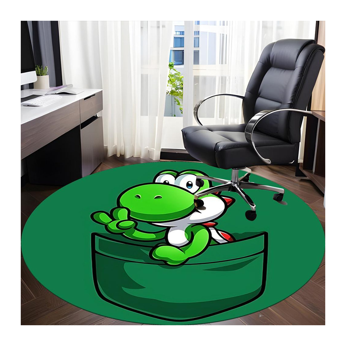 Runder Teppich Yoshi Mario Design von YangJOJO in Grün, Durchmesser: 120 cm - Bild 4