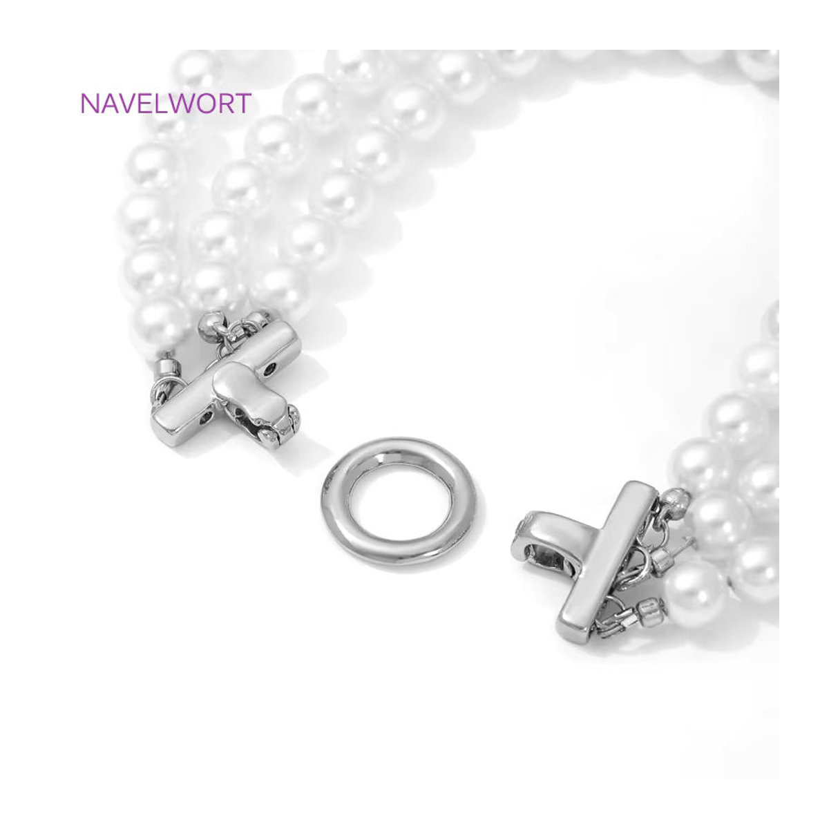 Runder Verbindungsverschluss aus Messing von NAVELWORT in Silber für dein DIY-Schmuckdesign von Halsketten und Armbändern - Bild 1