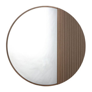 Runder Wandspiegel Gilde Living aus Holz in Braun, Tiefe: 2,5 cm, Durchmesser: 70 cm