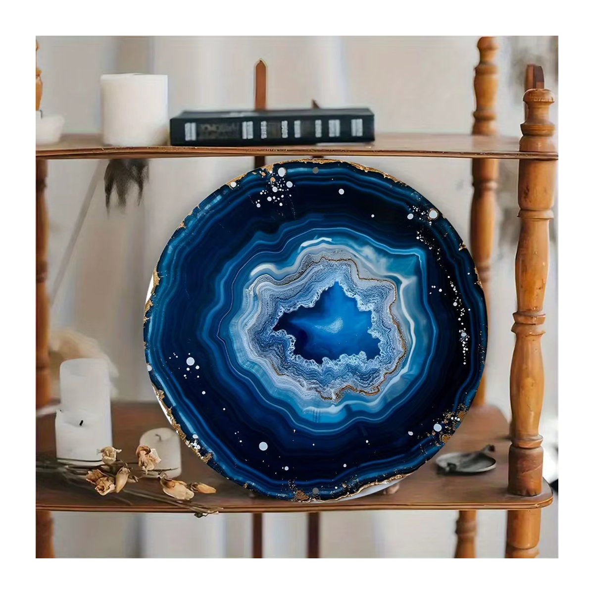 Rundes Achat-Wandschild aus Holz in Mehrfarbig, 20,32 x 20,32 cm - Bild 3