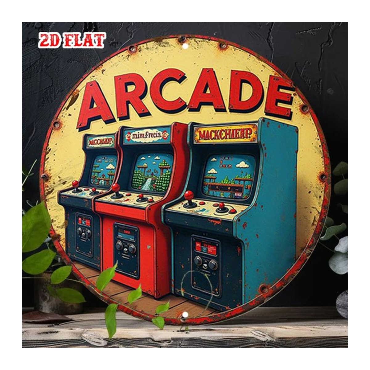 Rundes Aluminium-Schild von CIFBUY im Retro-Arcade-Stil, rustikale Metall-Wandkunst für dein Zuhause, die Garage oder die Bar, mehrfarbig, Durchmesser: 19,81 cm - Bild 1