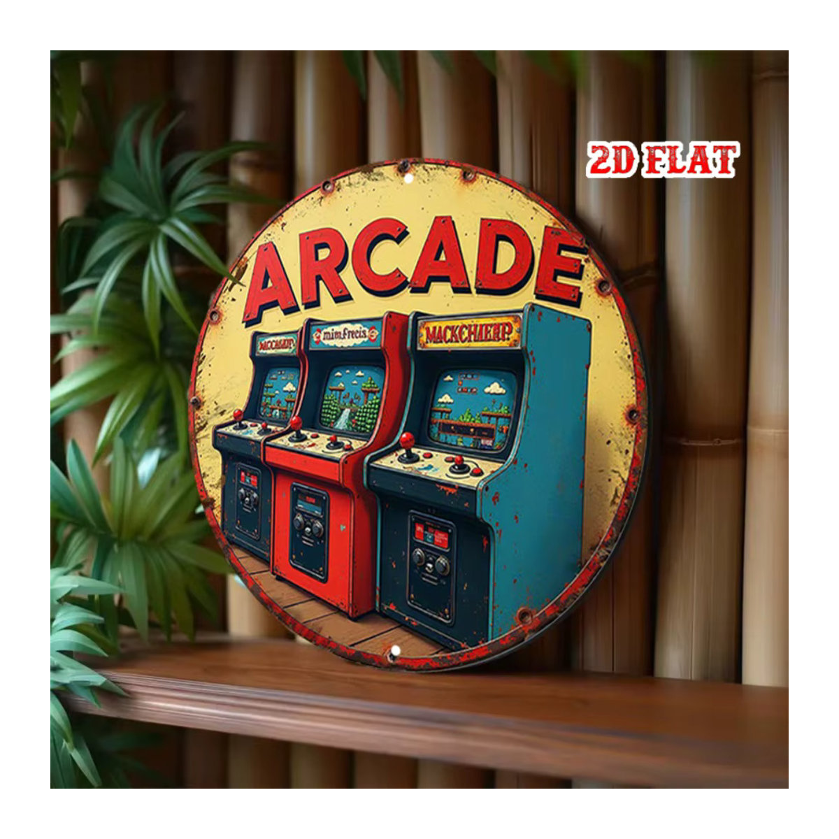 Rundes Aluminium-Schild von CIFBUY im Retro-Arcade-Stil, rustikale Metall-Wandkunst für dein Zuhause, die Garage oder die Bar, mehrfarbig, Durchmesser: 19,81 cm - Bild 2