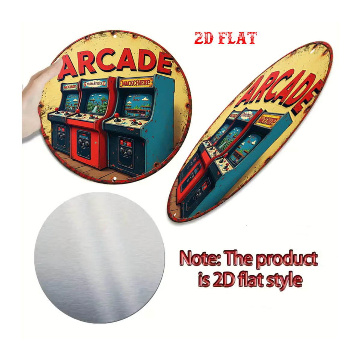 Rundes Aluminium-Schild von CIFBUY im Retro-Arcade-Stil, rustikale Metall-Wandkunst für dein Zuhause, die Garage oder die Bar, mehrfarbig, Durchmesser: 19,81 cm - Bild 5