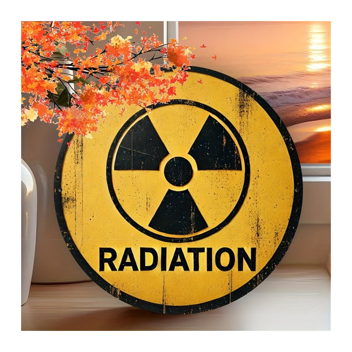 Rundes Aluminium-Wandschild Radiation von EAS in Gelb, Durchmesser: 20,3 cm - Bild 1
