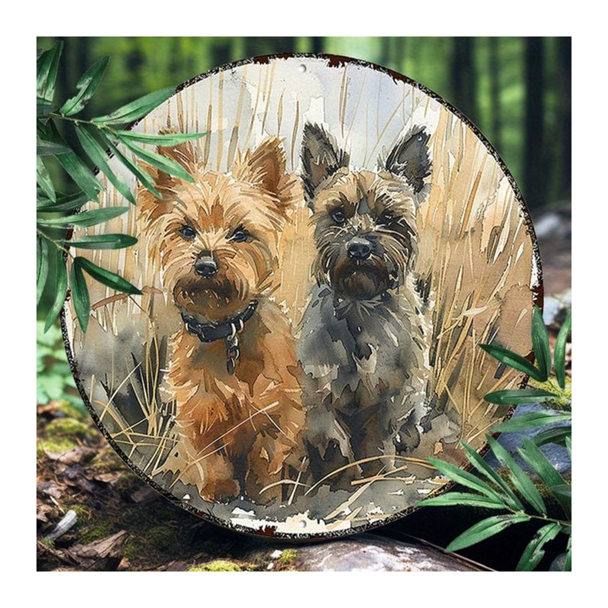 Rundes Aluminiumschild Cairn Terrier von Potdemiel, mehrfarbiges Metallschild für Haus und Garten, Durchmesser: 20,3 cm - Bild 1