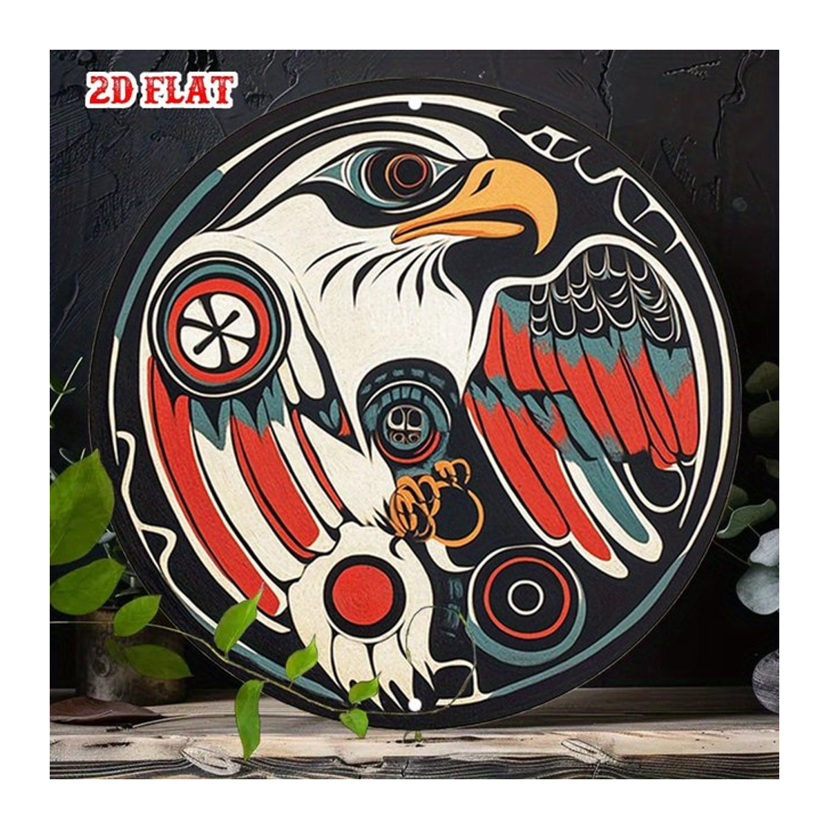 Rundes Aluminiumschild mit Adler-Motiv in Mehrfarbig, Metallwanddekoration für die Wandmontage, Durchmesser: 20 cm - Bild 1