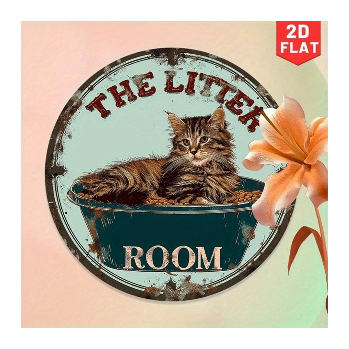 Rundes Aluminiumschild Potdemiel Cat'S Secret House Theme Retro Vintage Wanddeko Mehrfarbig - Bild 1