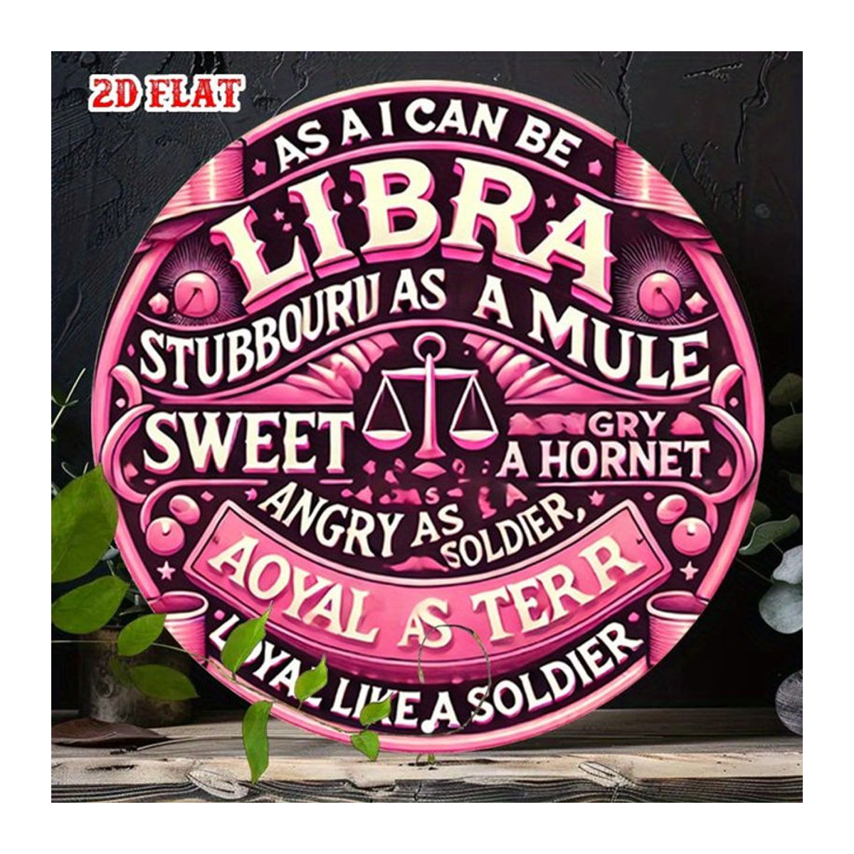 Rundes Aluminiumschild Potdemiel Sweet Angel in Rosa, Metallschild mit abstraktem Engel-Design, Durchmesser: 20 cm - Bild 1