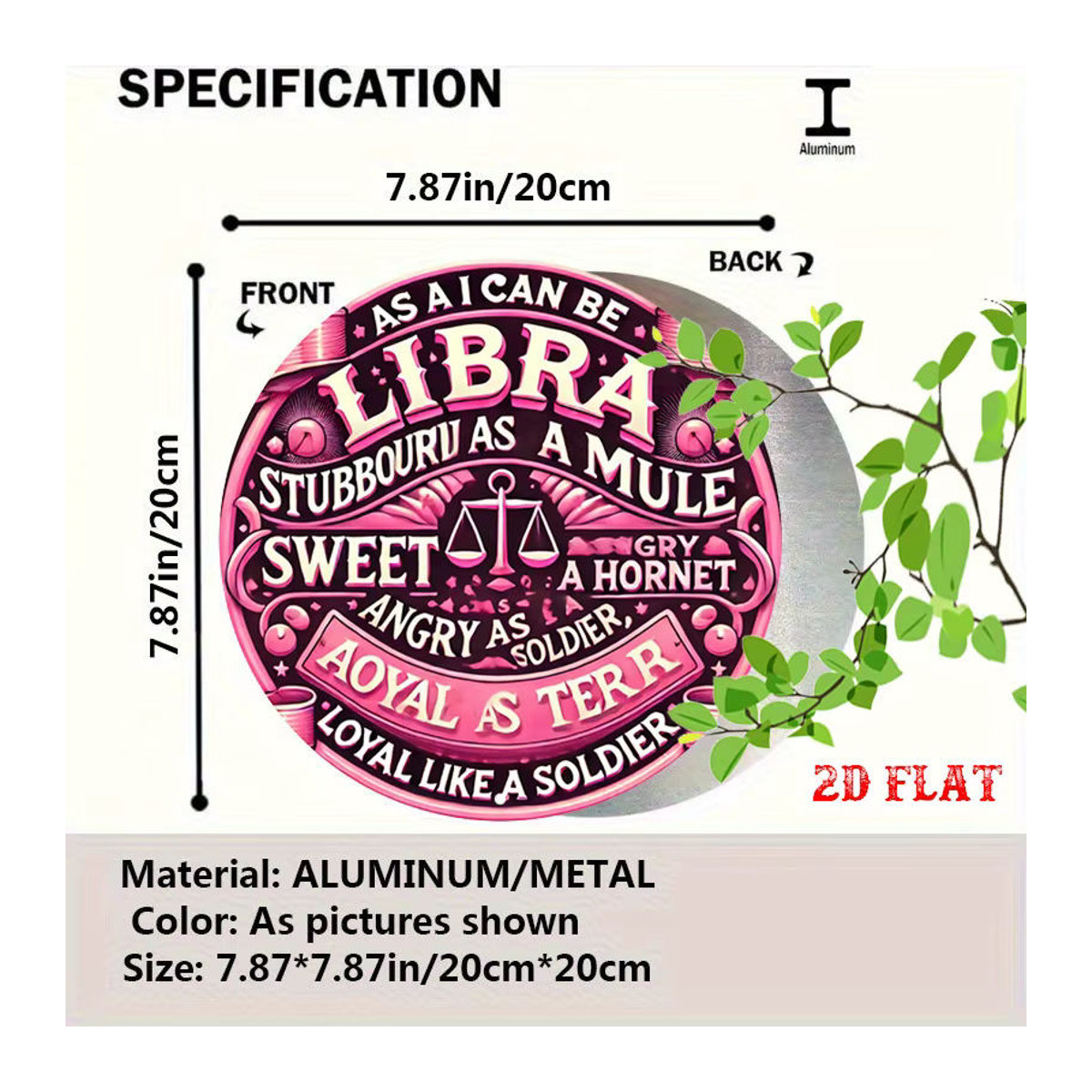 Rundes Aluminiumschild Potdemiel Sweet Angel in Rosa, Metallschild mit abstraktem Engel-Design, Durchmesser: 20 cm - Bild 2