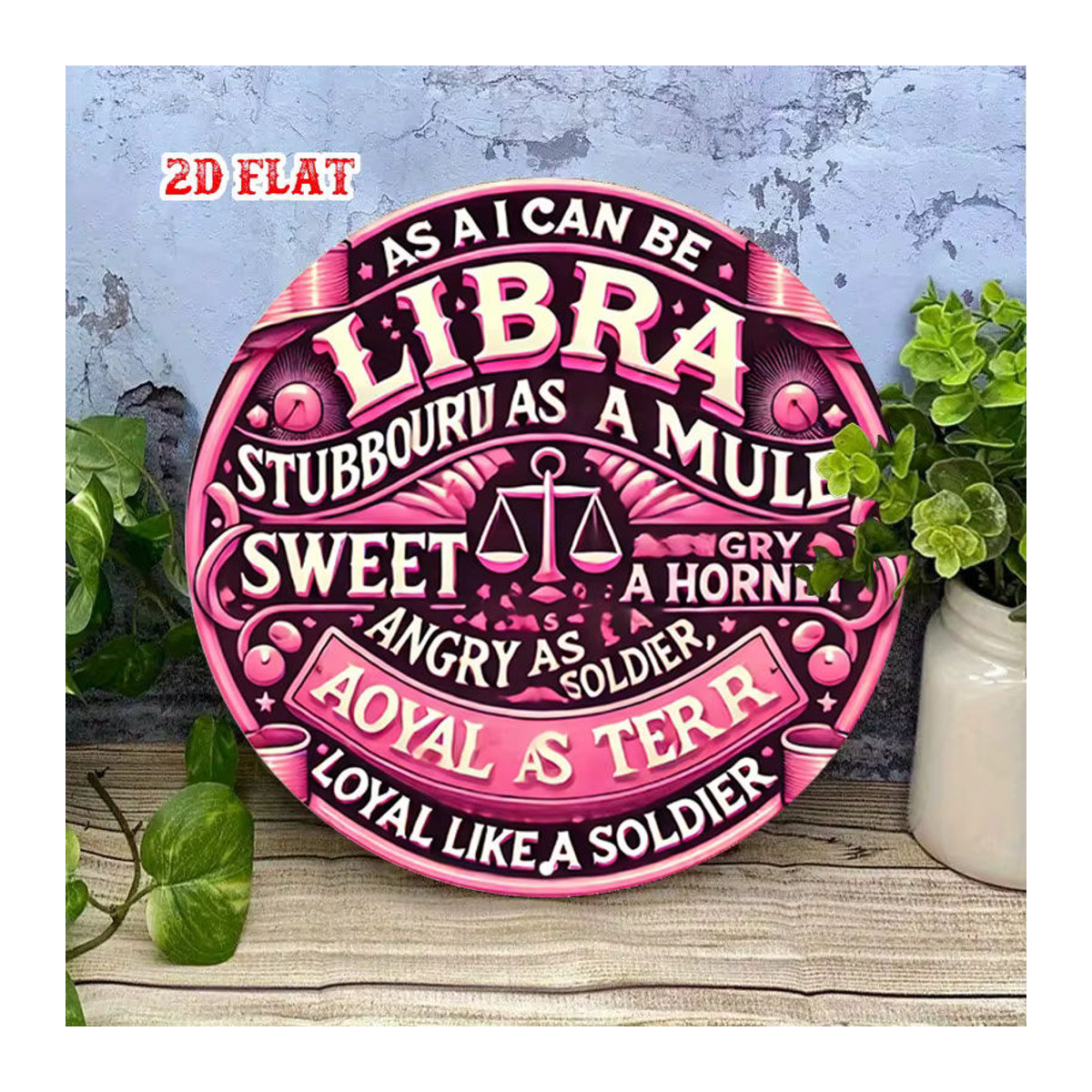 Rundes Aluminiumschild Potdemiel Sweet Angel in Rosa, Metallschild mit abstraktem Engel-Design, Durchmesser: 20 cm - Bild 3