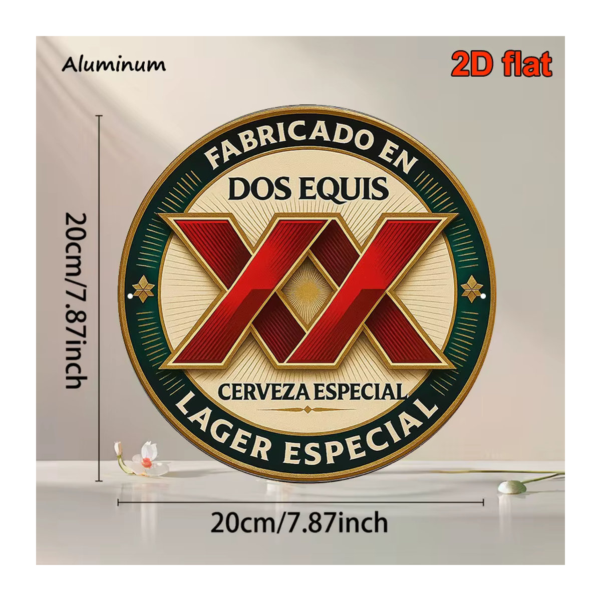 Rundes Aluminiumschild Suita mit Dos Equis Bier Motiv im Vintage-Stil, mehrfarbig, Durchmesser: 20,32 cm - Bild 5