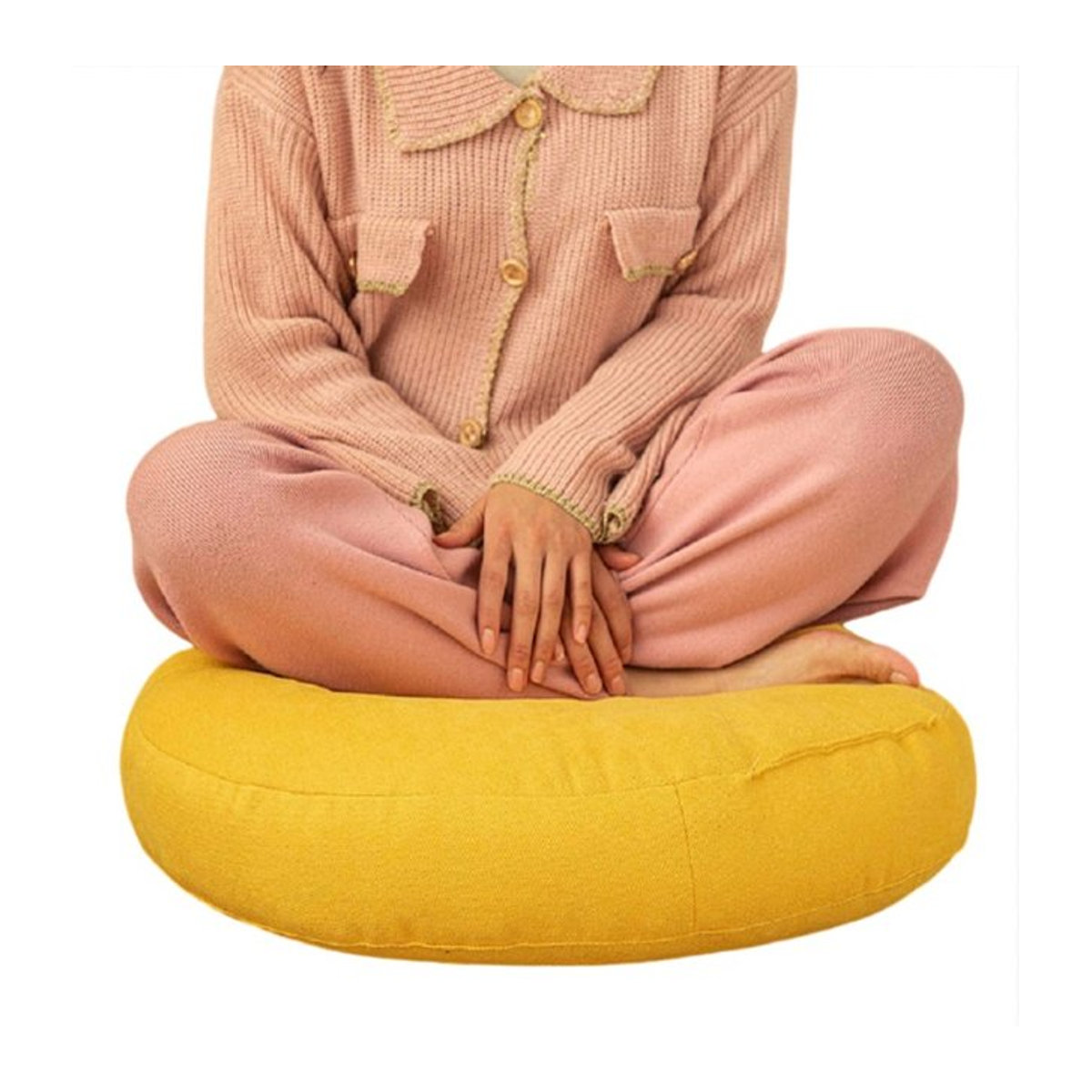 Rundes Bodensitzkissen aus Baumwolle und Leinen im japanischen Tatami-Stil - Bild 1