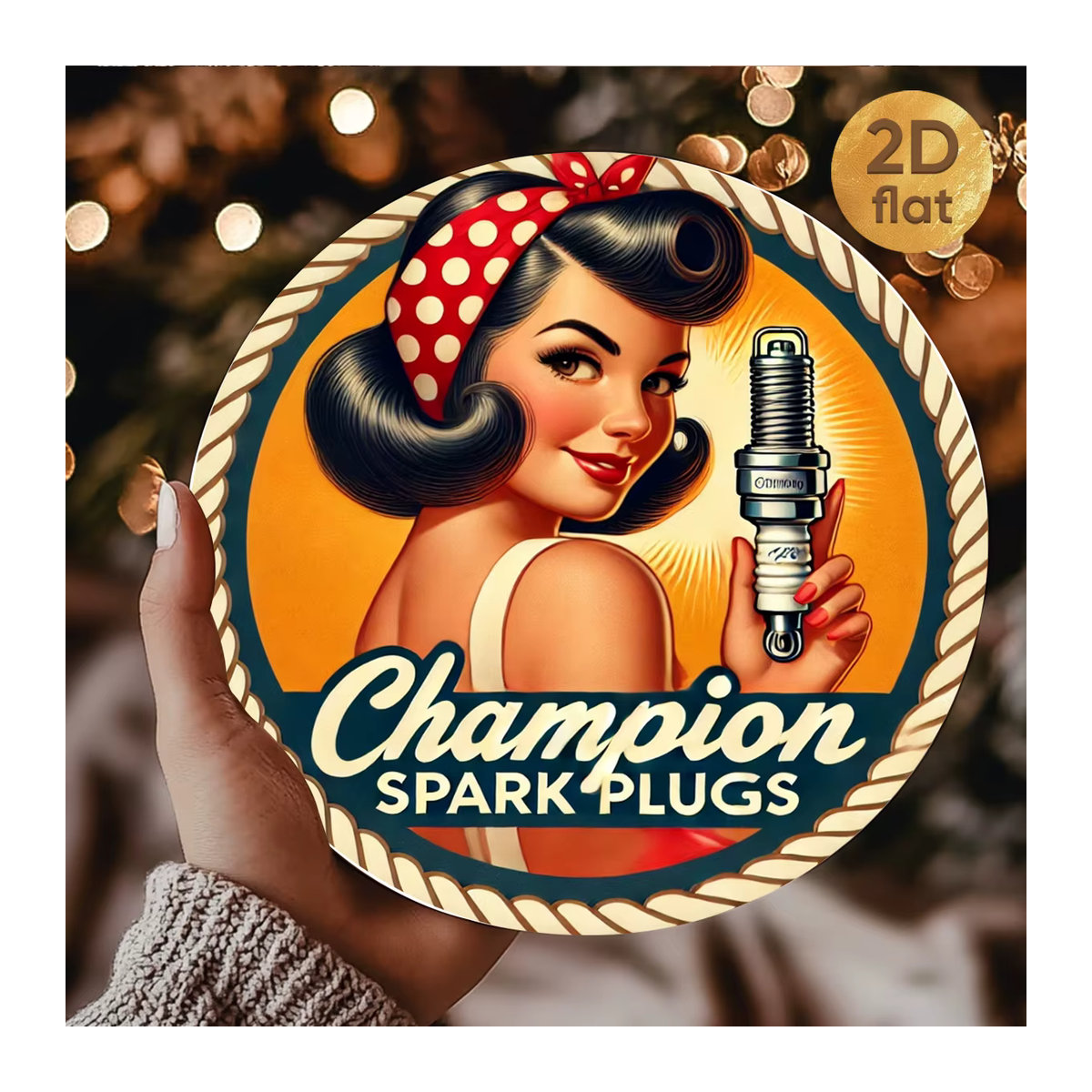 Rundes Champion Vintage Metallschild als Wandkunst im 2D-Flachdesign, Durchmesser: 19,99 cm, mehrfarbig - Bild 4