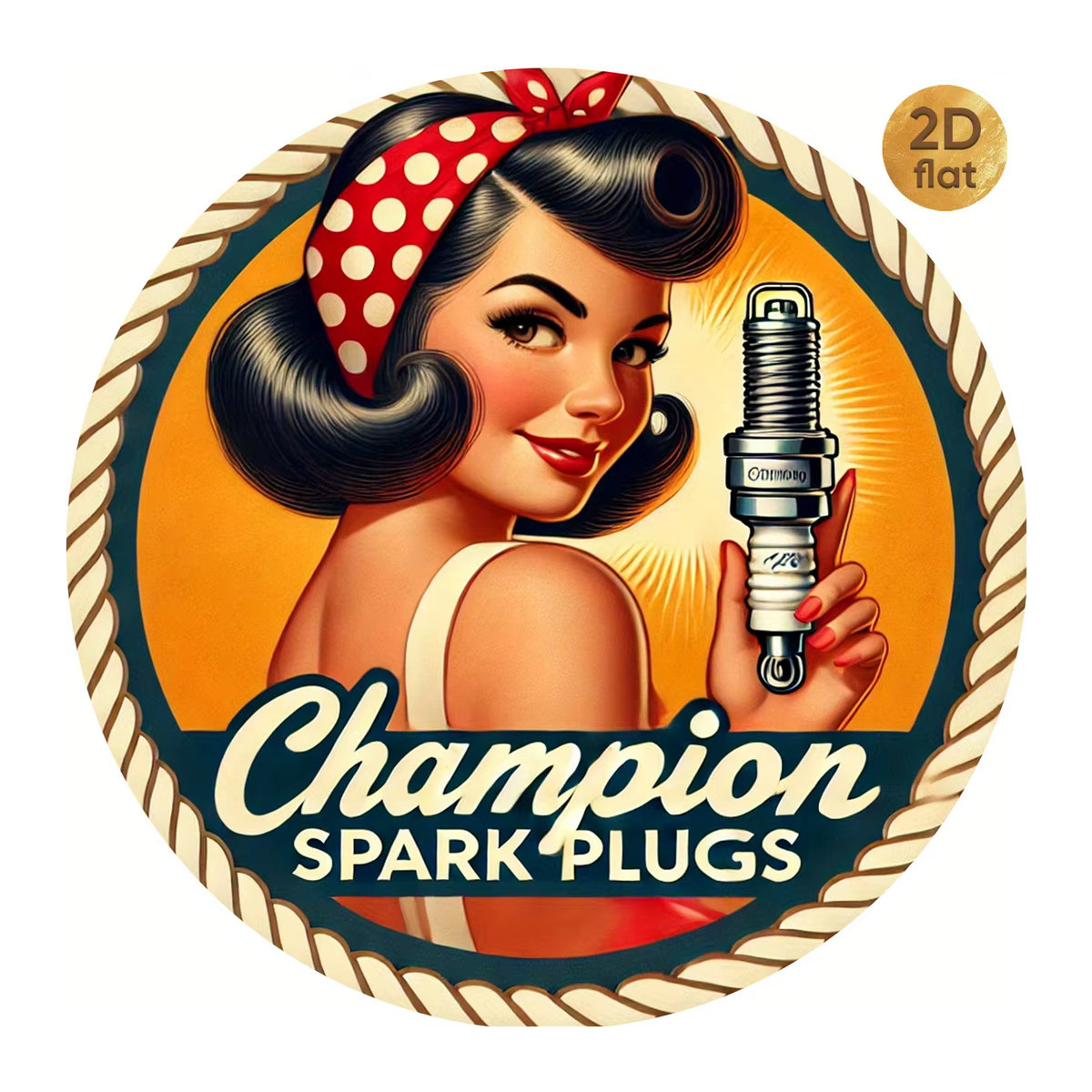 Rundes Champion Vintage Metallschild als Wandkunst im 2D-Flachdesign, Durchmesser: 19,99 cm, mehrfarbig - Bild 6