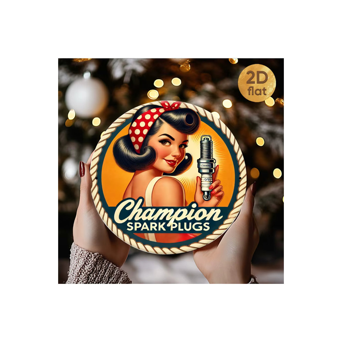 Rundes Champion Vintage Metallschild als Wandkunst im 2D-Flachdesign, Durchmesser: 19,99 cm, mehrfarbig - Bild 7