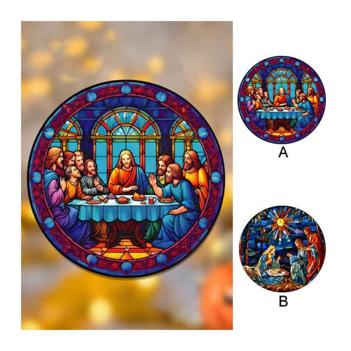 Rundes Glas-Dekor Fensteraufkleber mit Sonnenschein-Motiv in Mehrfarbig für Frühling und Home Decoration - Bild 1