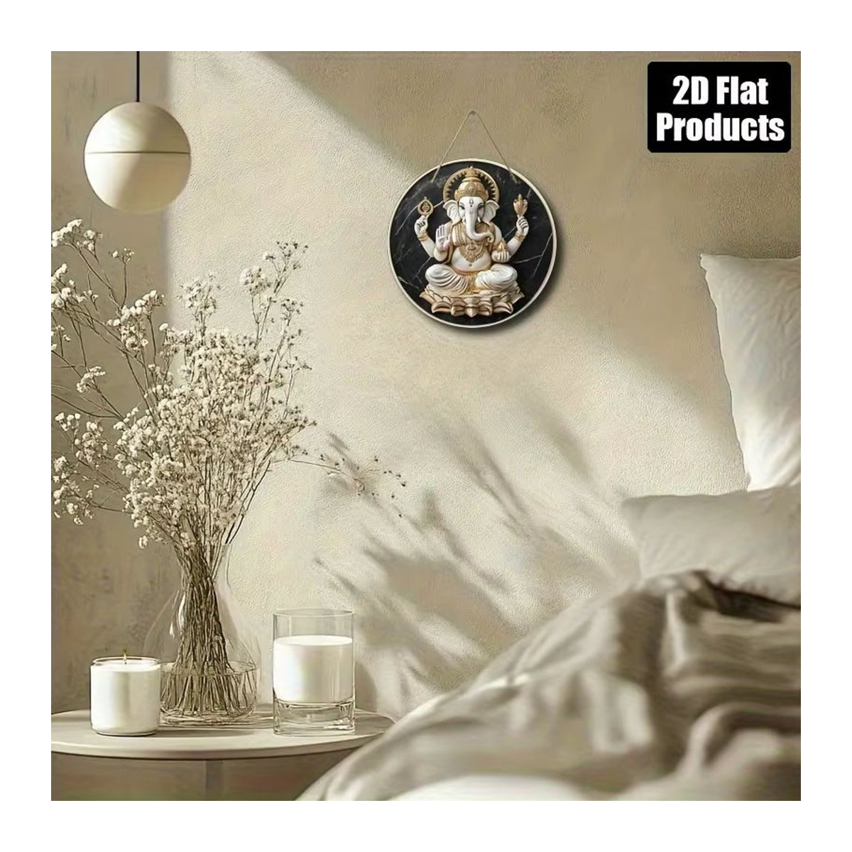 Rundes Holzschild mit indischem Mythologie-Motiv von sjs, mehrfarbig, hängende Dekoration für Heim und Büro - Bild 2