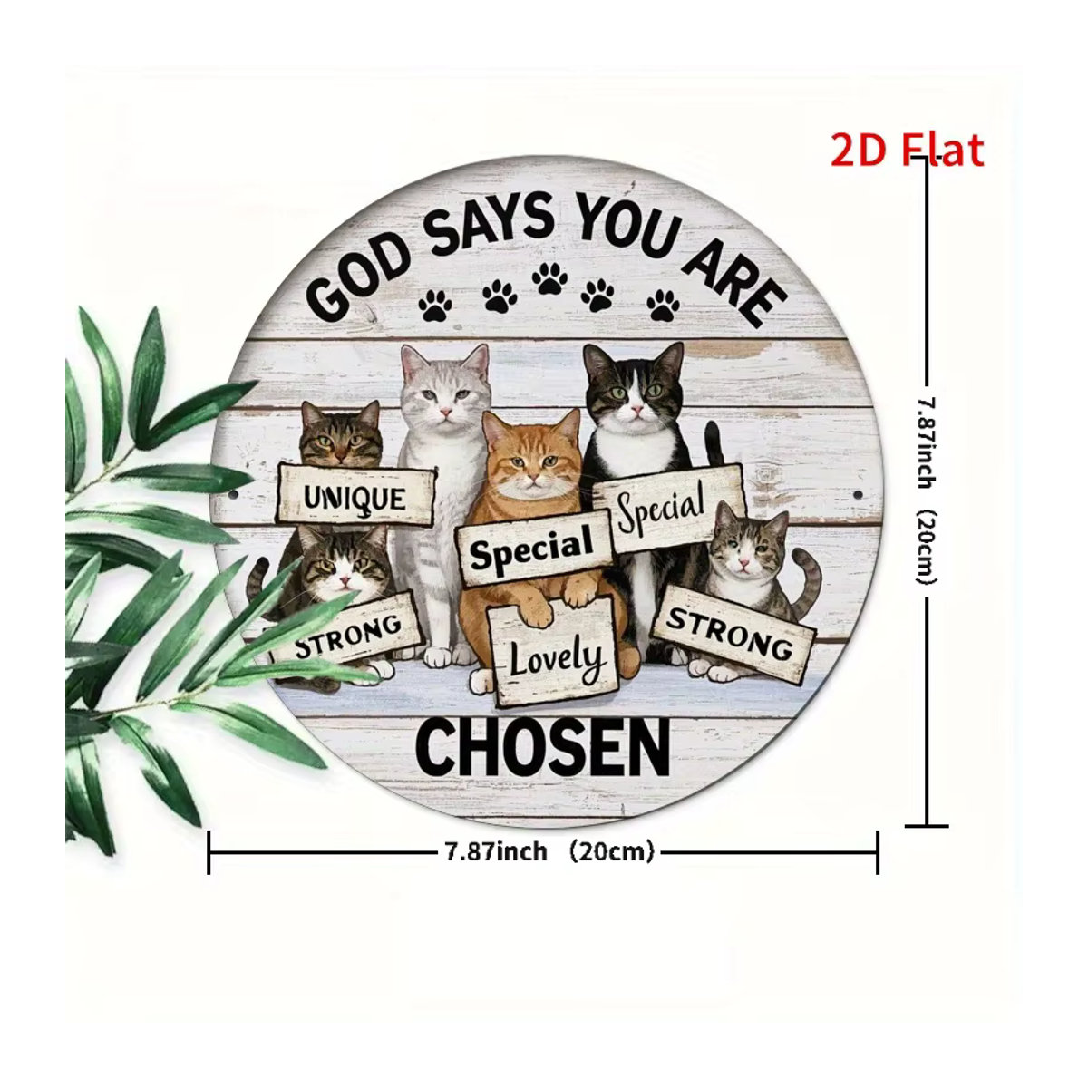 Rundes Metall-Blechschild im Vintage-Stil mit Katzenmotiv und Typografie, mehrfarbig, Durchmesser: 20,3 cm - Bild 3