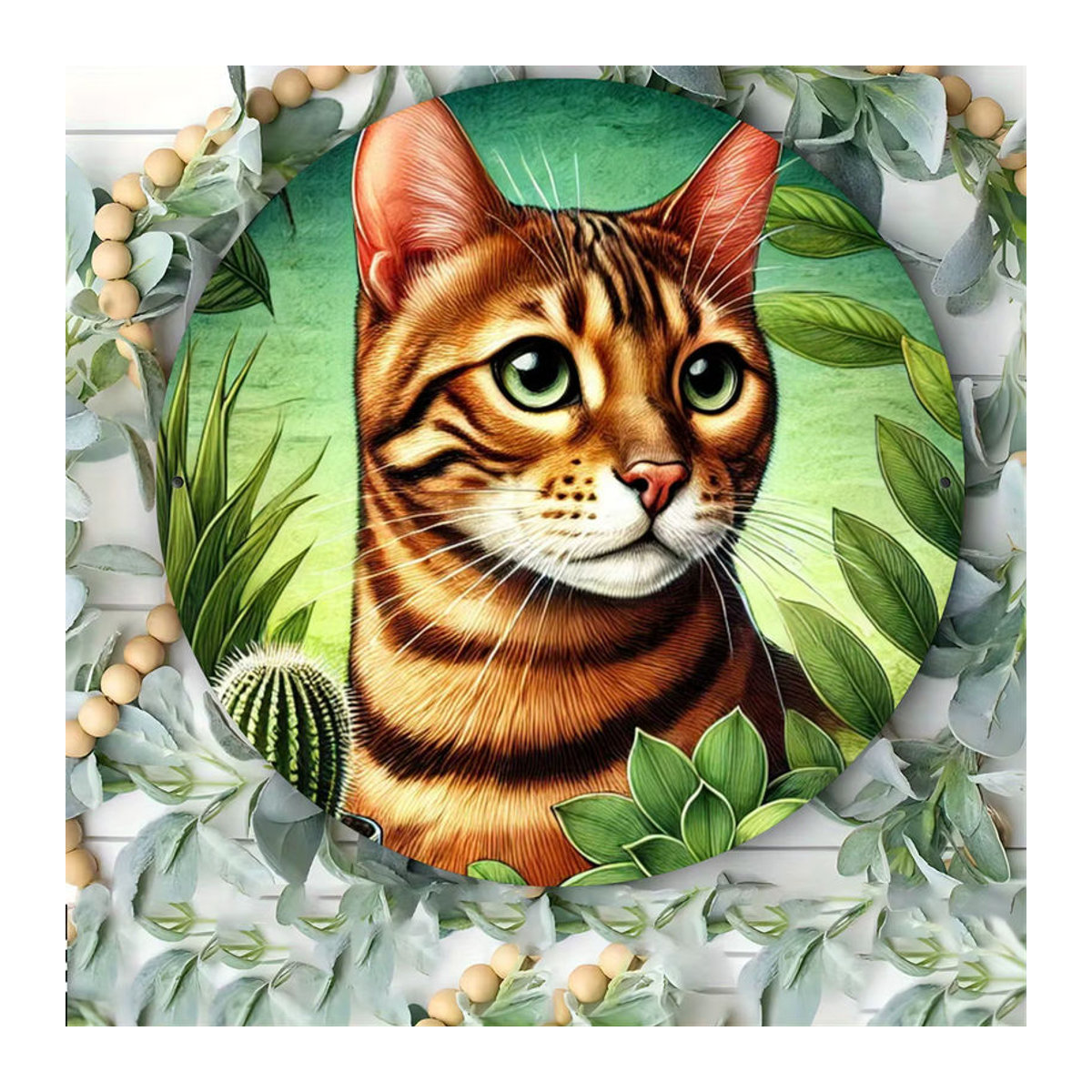 Rundes Metallschild Bengal Cat von Potdemiel, mehrfarbig, Durchmesser: 20,3 cm - Bild 4