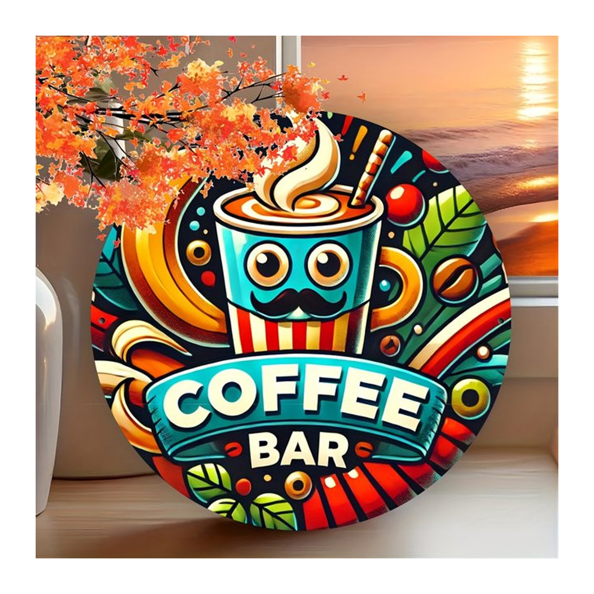 Rundes Vintage-Aluminiumschild Coffee Bar von Potdemiel in Mehrfarbig für deine Wanddekoration, Durchmesser: 20 cm - Bild 1