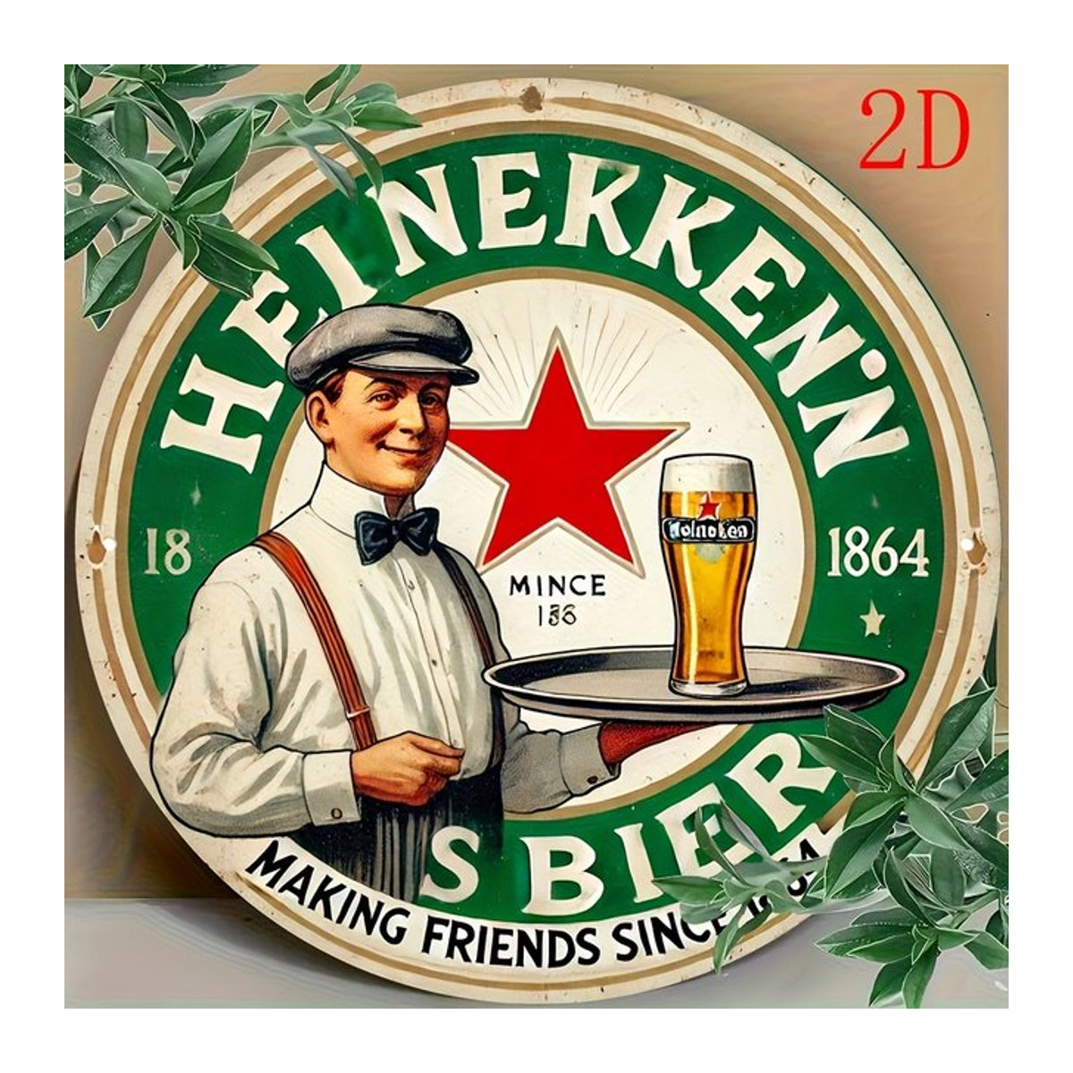 Rundes Vintage-Metallschild Friends Since 1864 in Grün, Durchmesser: 20,3 cm - Bild 1