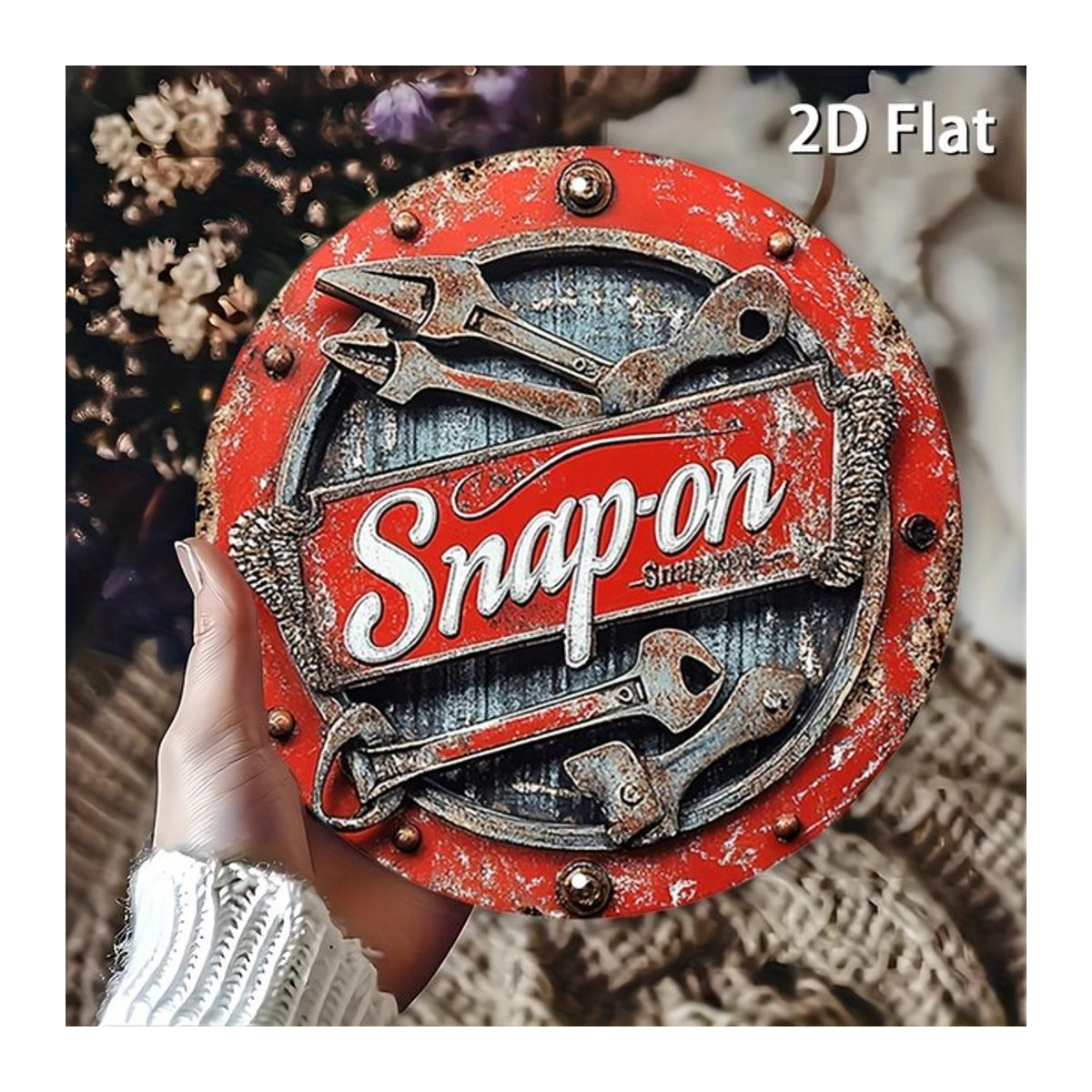 Rundes Vintage Metallschild Potdemiel mit Snap-on Tools Design in Rot für die Wandmontage - Bild 1