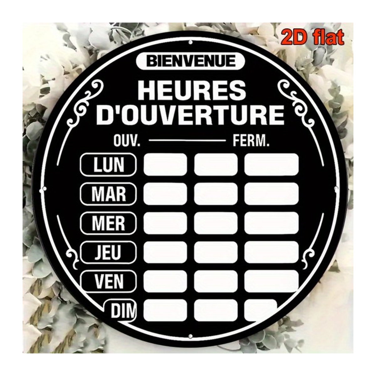 Rundes Vintage Wanddekor aus Metall von CIFBUY in Schwarz als Retro-Öffnungszeiten-Schild für Café und Laden, Durchmesser: 20 cm - Bild 1