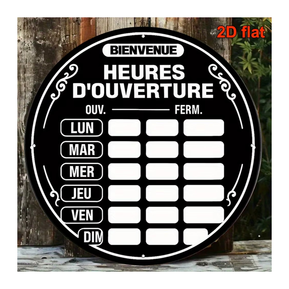 Rundes Vintage Wanddekor aus Metall von CIFBUY in Schwarz als Retro-Öffnungszeiten-Schild für Café und Laden, Durchmesser: 20 cm - Bild 2