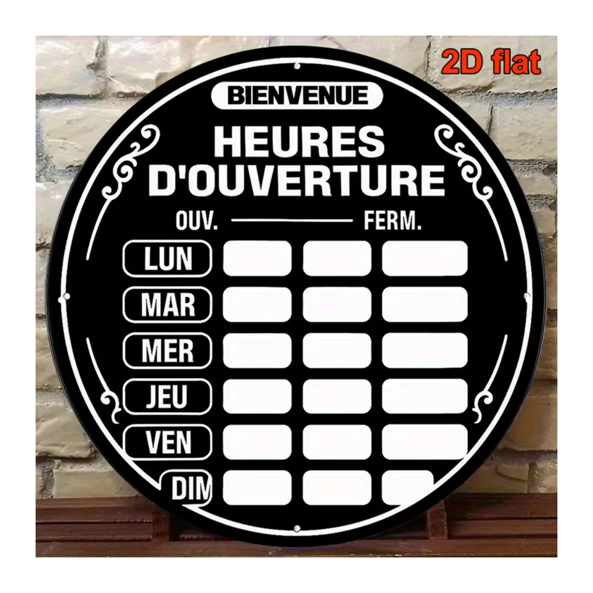 Rundes Vintage Wanddekor aus Metall von CIFBUY in Schwarz als Retro-Öffnungszeiten-Schild für Café und Laden, Durchmesser: 20 cm - Bild 3