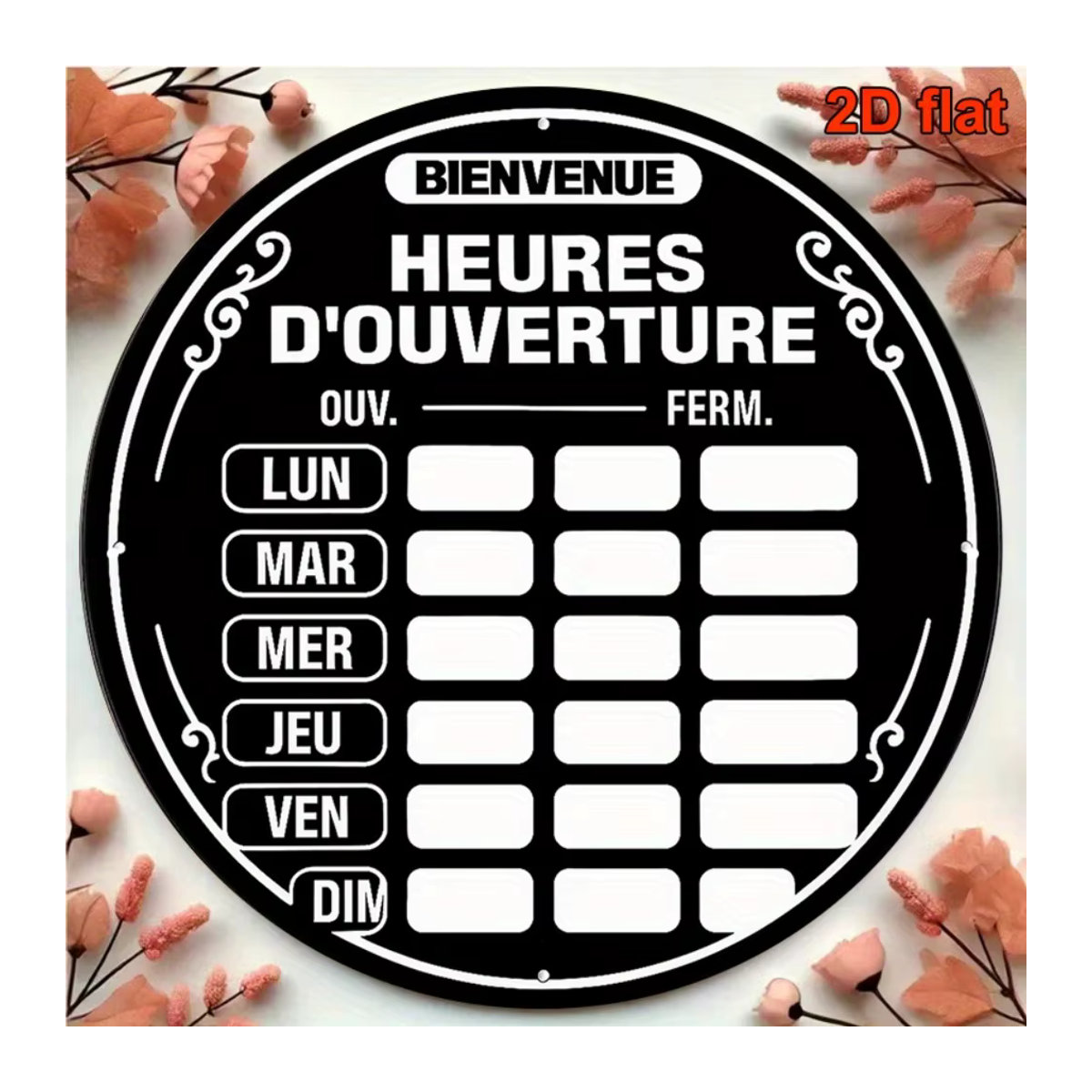 Rundes Vintage Wanddekor aus Metall von CIFBUY in Schwarz als Retro-Öffnungszeiten-Schild für Café und Laden, Durchmesser: 20 cm - Bild 4