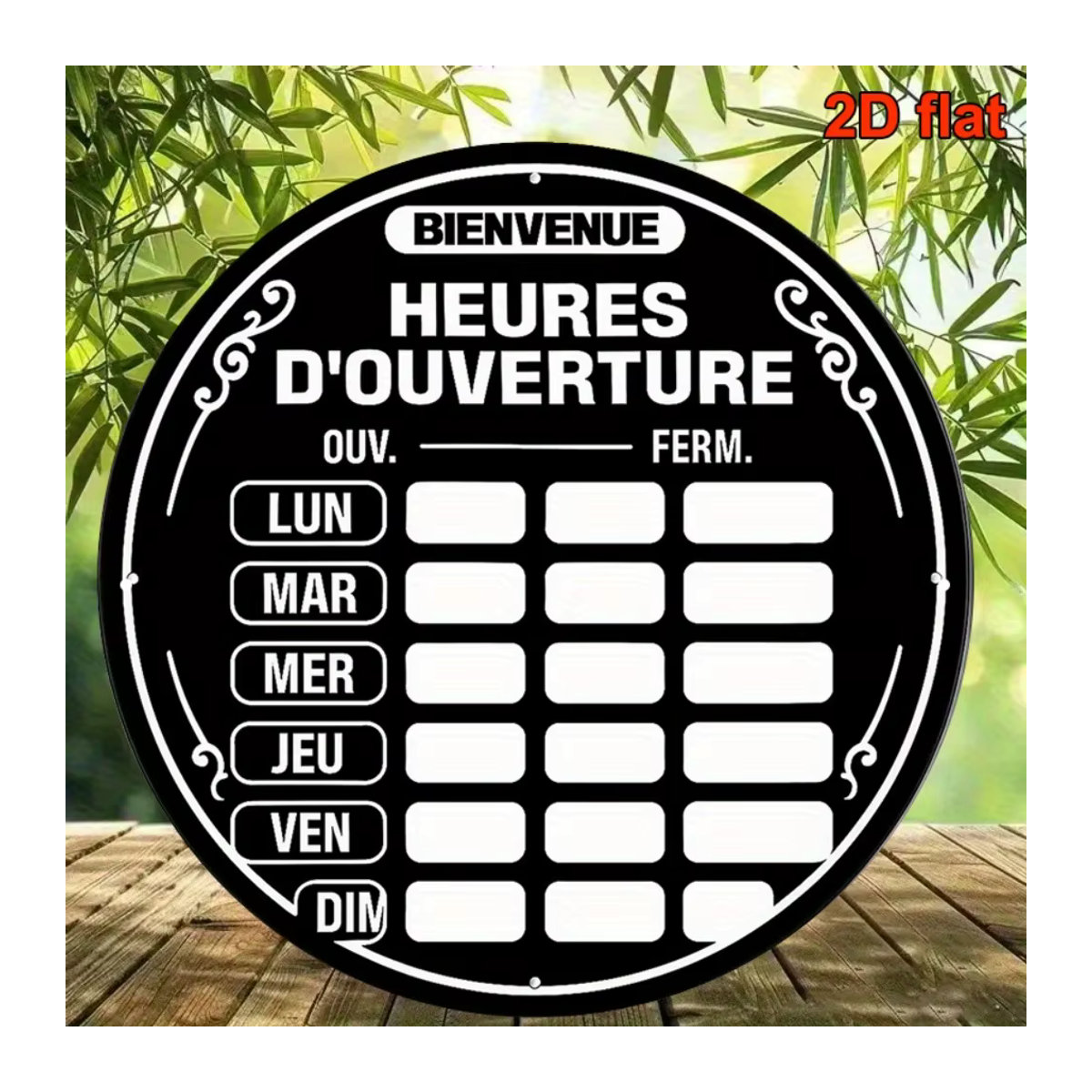 Rundes Vintage Wanddekor aus Metall von CIFBUY in Schwarz als Retro-Öffnungszeiten-Schild für Café und Laden, Durchmesser: 20 cm - Bild 5
