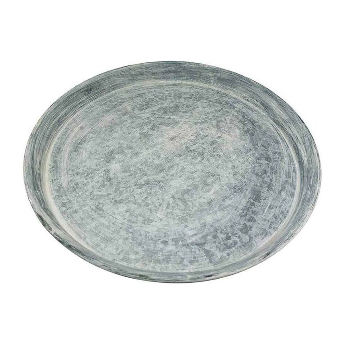 Rundes Zinktablett im Vintage-Stil als Dekotablett aus Metall, Farbe: Silber/Grau, Durchmesser: 50 cm - Bild 1