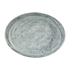 Rundes Zinktablett im Vintage-Stil als Dekotablett aus Metall, Farbe: Silber/Grau, Durchmesser: 50 cm
