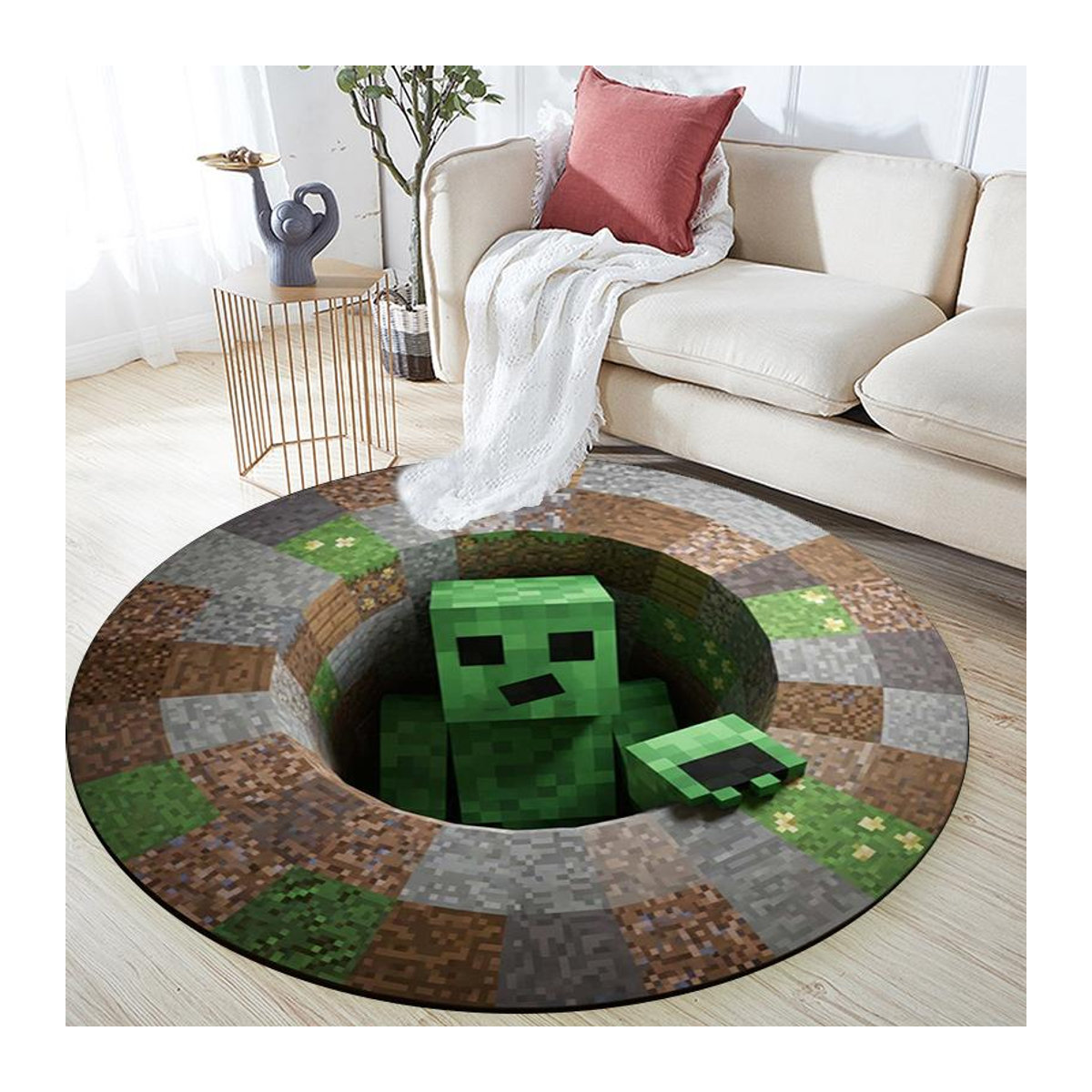 Rundteppich mit Cartoon-Druck von Tangguangwen in Mehrfarbig, rutschfeste Bodenmatte für Wohnzimmer, Schlafzimmer oder Spielzimmer, Durchmesser: 120 cm - Bild 4