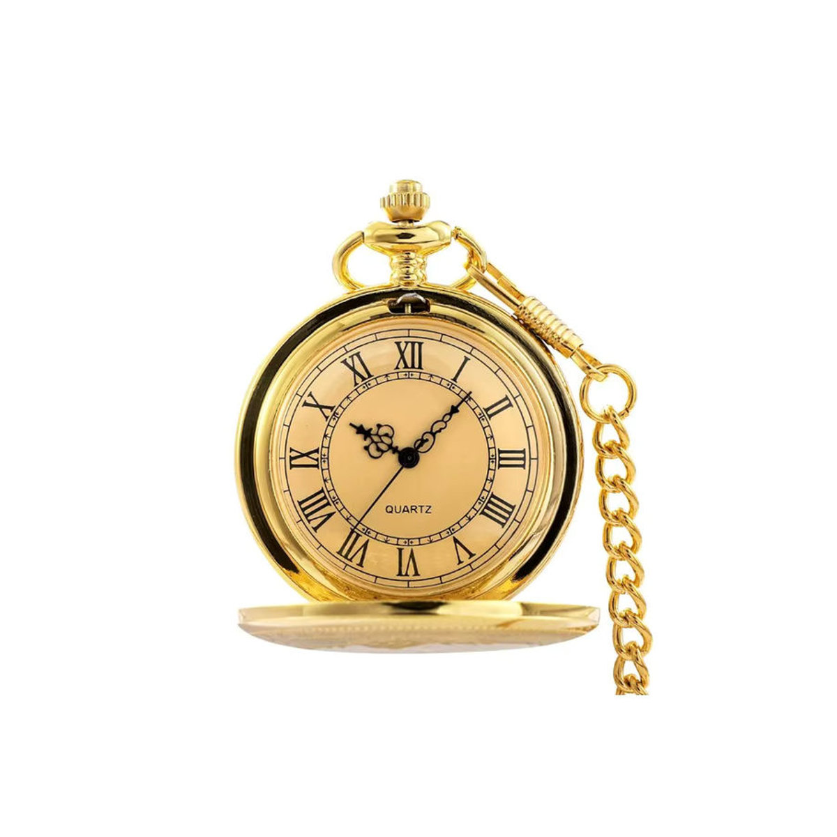 RUNERR Vintage Quarz-Taschenuhr im Steampunk-Design für Damen und Herren, Gold, Metall, Rund mit floralem Muster - Bild 7